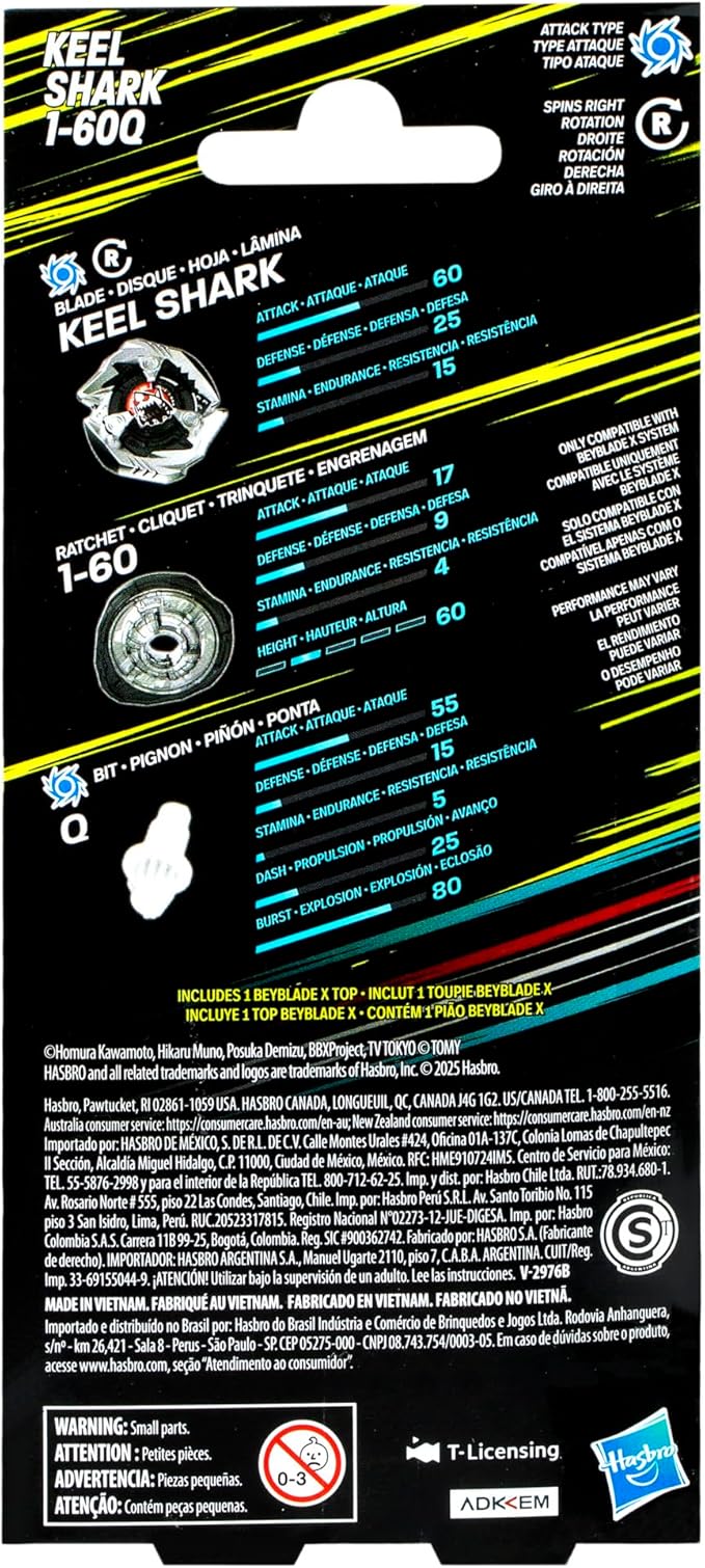 Hasbro Beyblade X Single Pack – Trottola Black Keel Shark