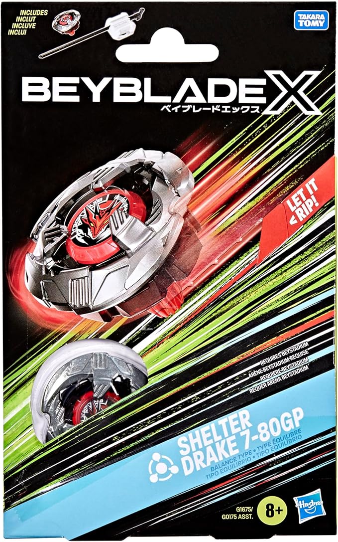 Hasbro Beyblade X, Set Starter Pack Shelter Drake 7-80GP BX con Trottola e Lanciatore
